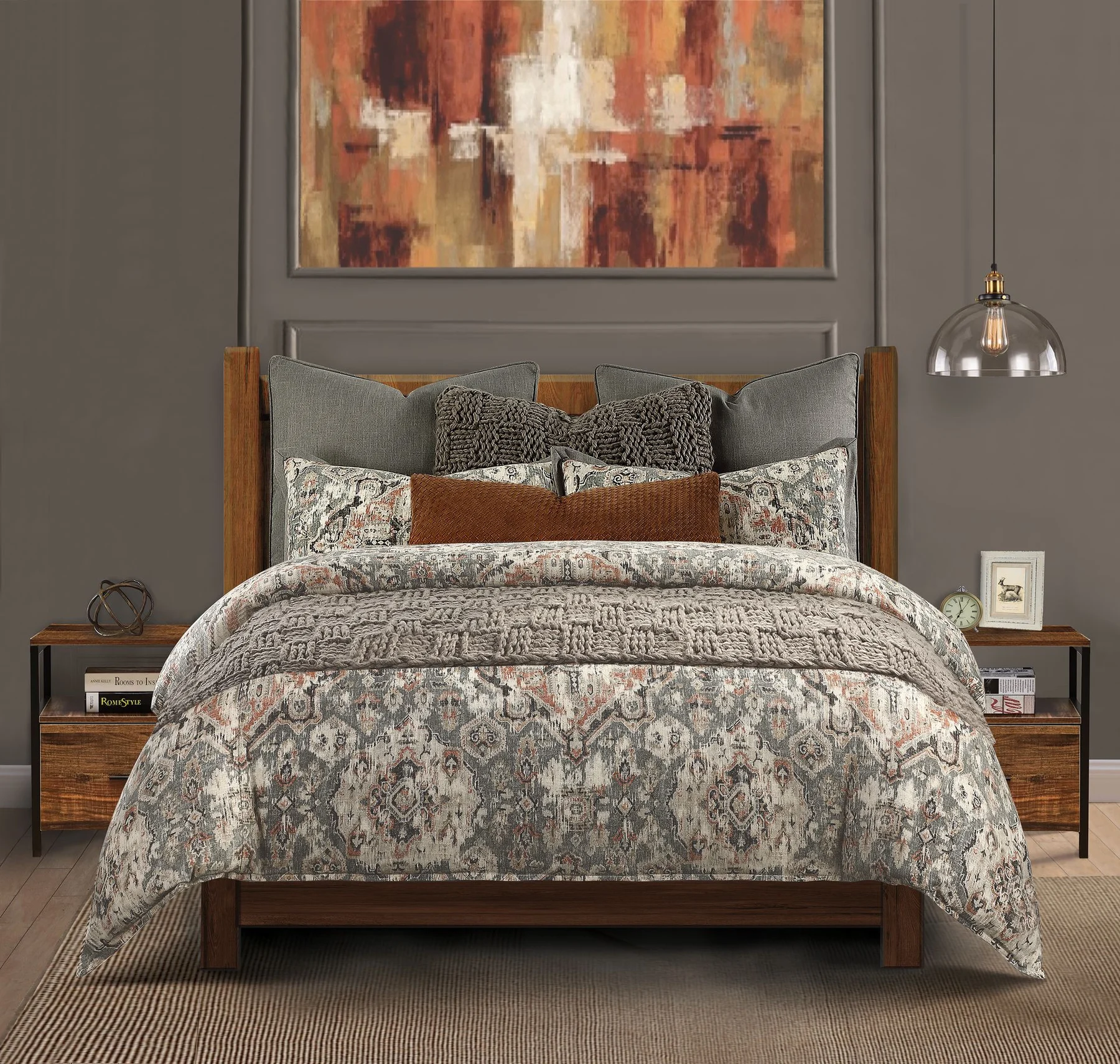 Full bedding room scene created for a home-textile collection
